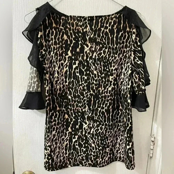 Bold Elements leopard print ruffle sleeves M - Picture 6 of 6